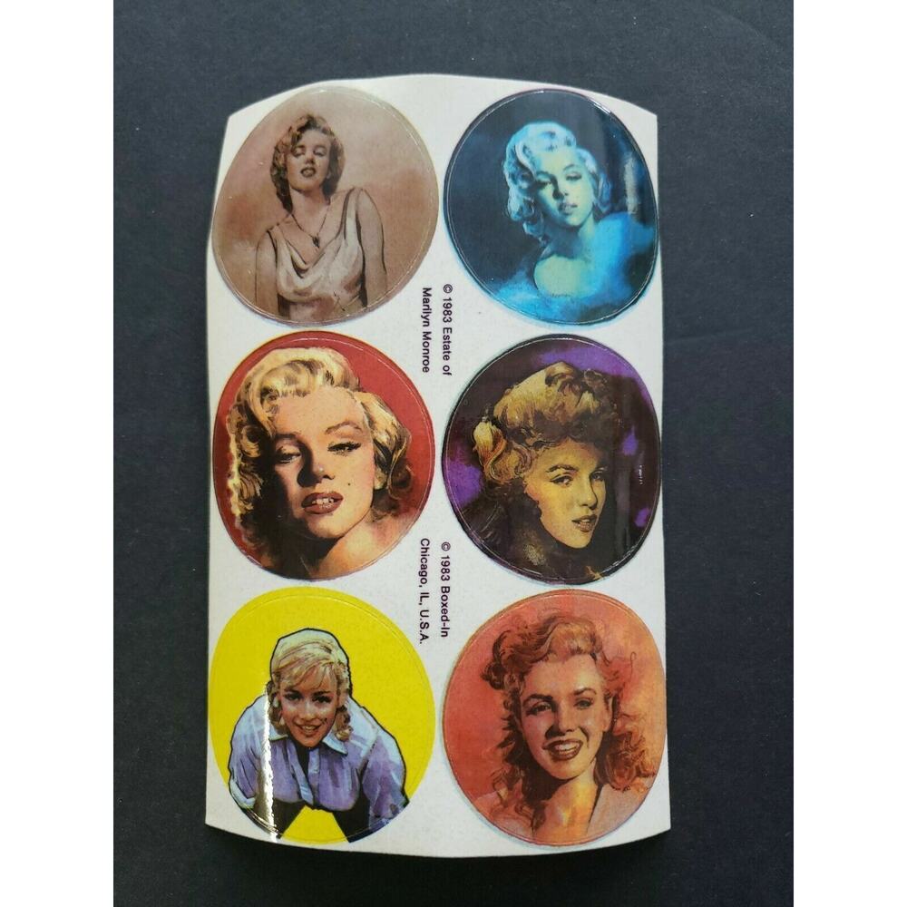 Vintage 1983 New 6 Different Original Marilyn‎ Monroe Stickers 1 Sheet NOS DC1